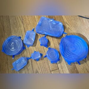 Blue Silicone Food Storage Lids Set
